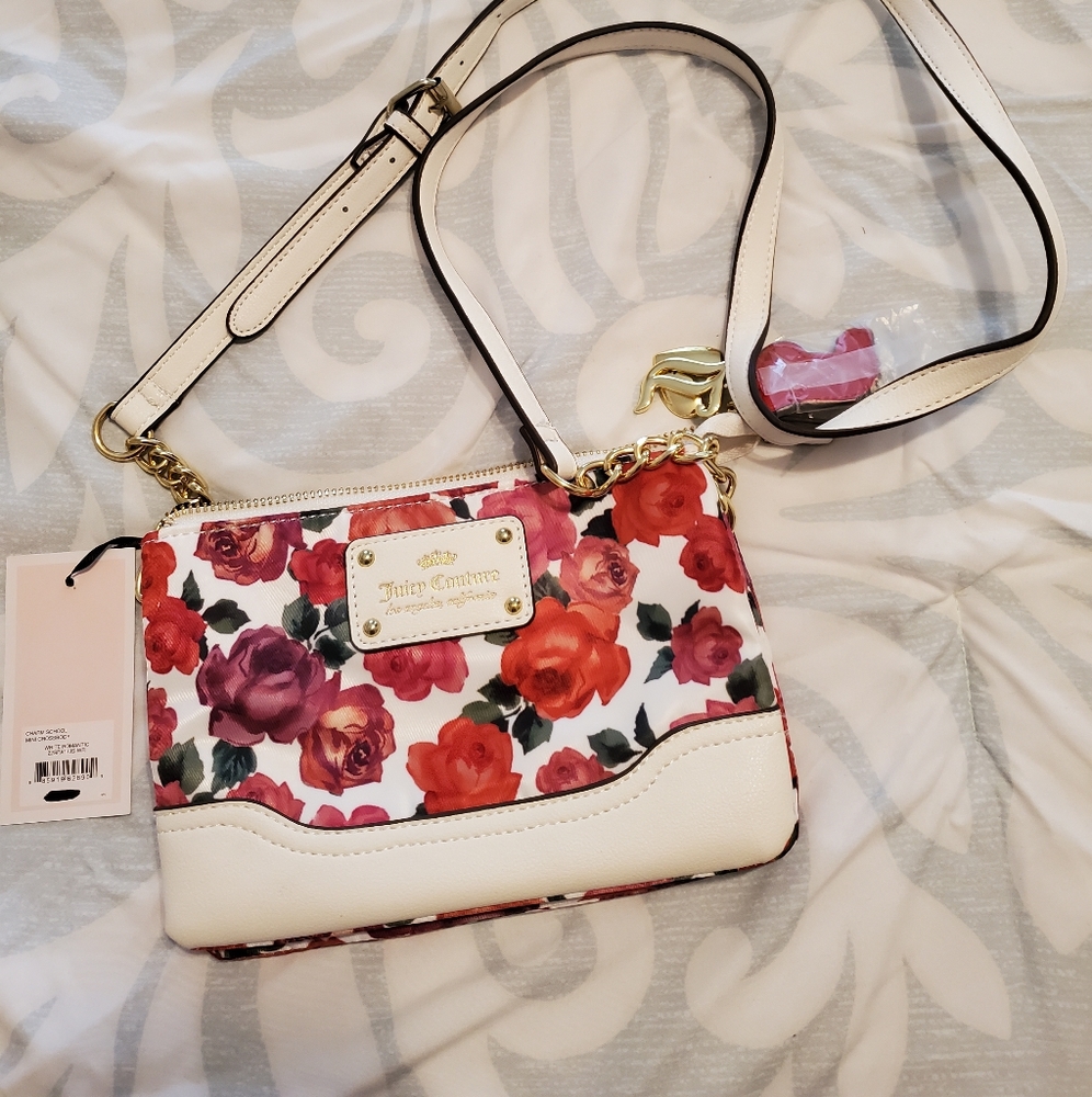 NWT Juicy Couture Floral Crossbody Bag - White and Red